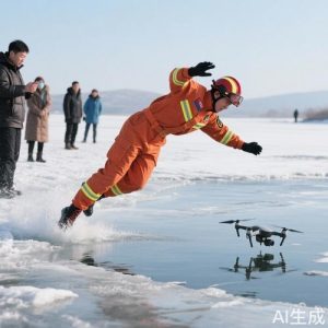 冰湖上的逆行英雄：消防員縱身一躍，為游客撿回的不只是無人機